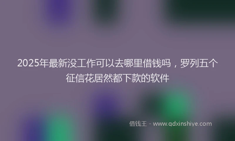 2025年最新没工作可以去哪里借钱吗，罗列五个征信花居然都下款的软件
