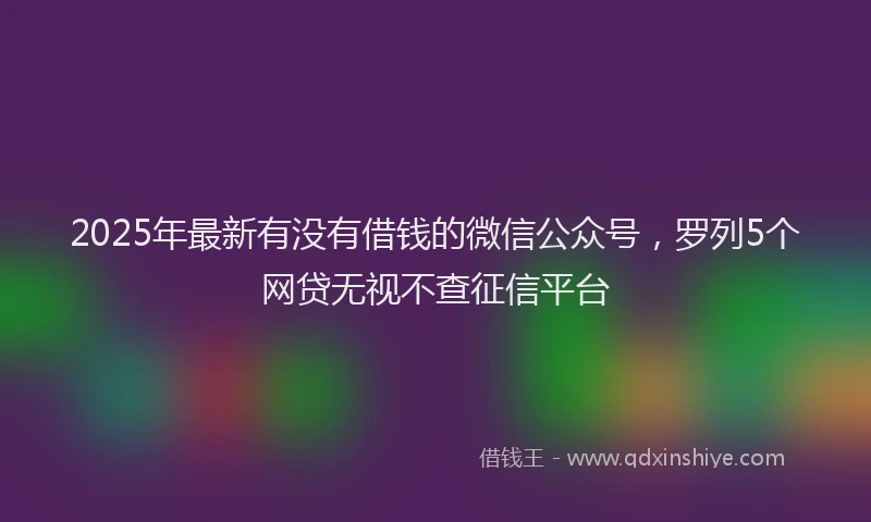 2025年最新有没有借钱的微信公众号，罗列5个网贷无视不查征信平台