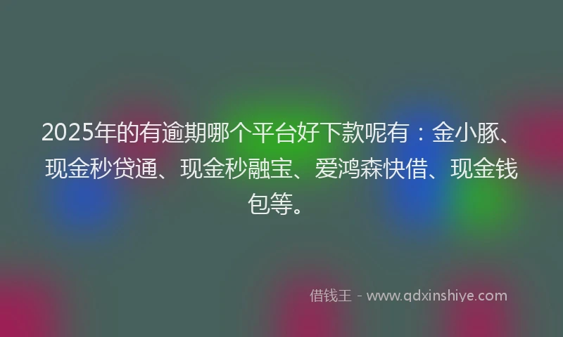 2025年的有逾期哪个平台好下款呢有：金小豚、现金秒贷通、现金秒融宝、爱鸿森快借、现金钱包等。
