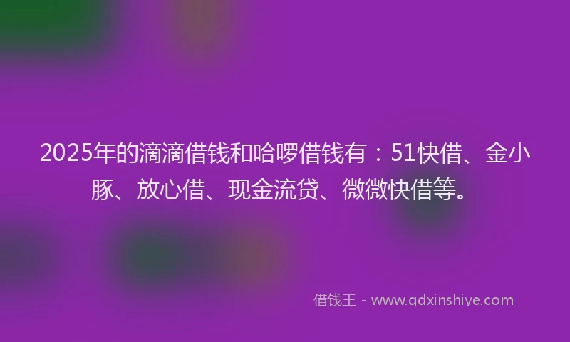 2025年的滴滴借钱和哈啰借钱有：51快借、金小豚、放心借、现金流贷、微微快借等。