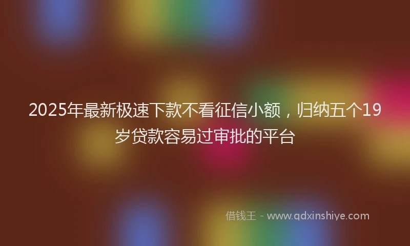 2025年最新极速下款不看征信小额，归纳五个19岁贷款容易过审批的平台