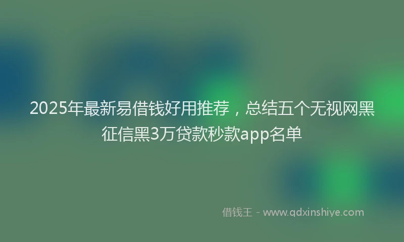2025年最新易借钱好用推荐，总结五个无视网黑征信黑3万贷款秒款app名单