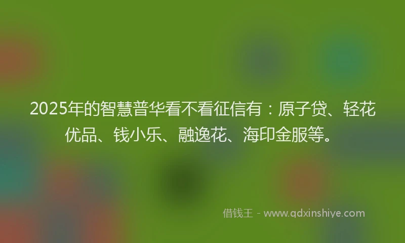 2025年的智慧普华看不看征信有：原子贷、轻花优品、钱小乐、融逸花、海印金服等。