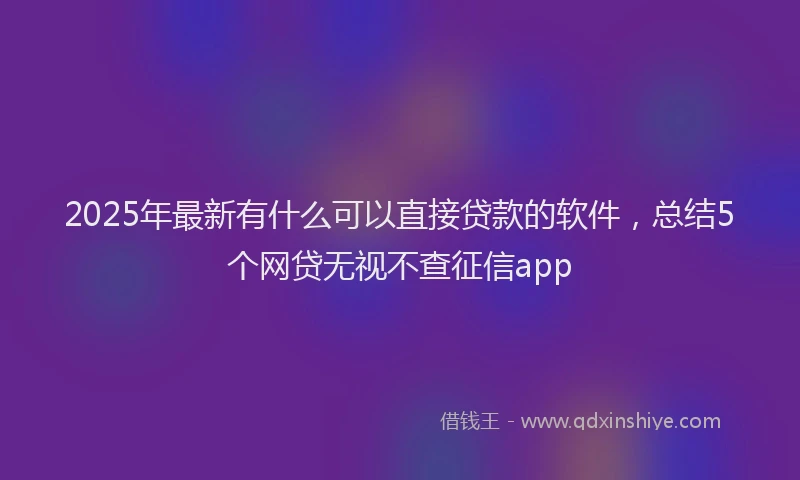2025年最新有什么可以直接贷款的软件，总结5个网贷无视不查征信app