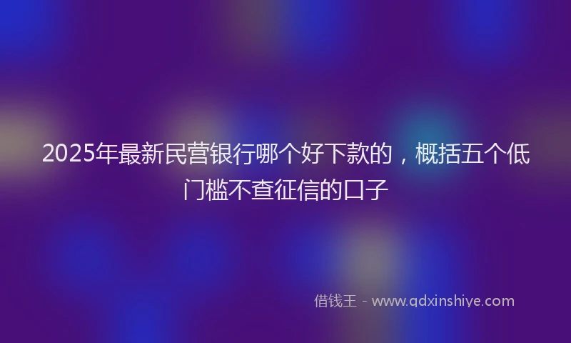 2025年最新民营银行哪个好下款的，概括五个低门槛不查征信的口子