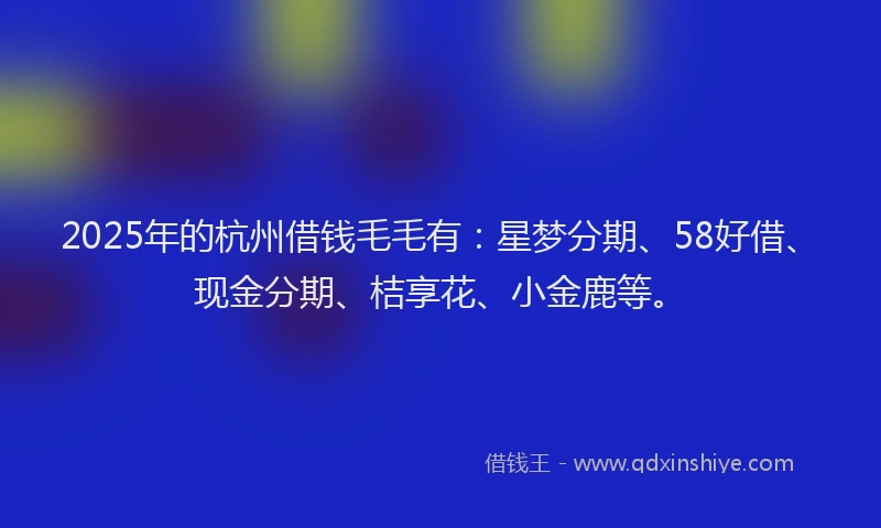 2025年的杭州借钱毛毛有：星梦分期、58好借、现金分期、桔享花、小金鹿等。