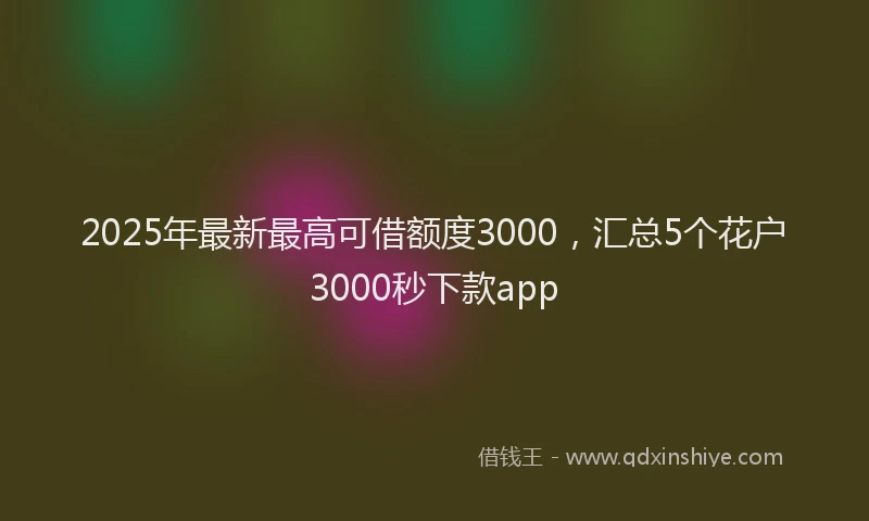 2025年最新最高可借额度3000，汇总5个花户3000秒下款app