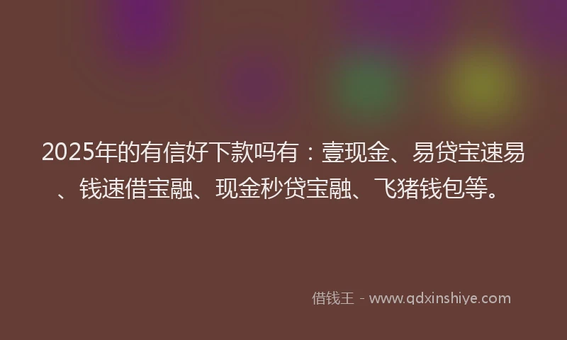 2025年的有信好下款吗有：壹现金、易贷宝速易、钱速借宝融、现金秒贷宝融、飞猪钱包等。