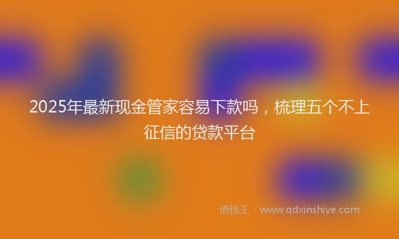 2025年最新现金管家容易下款吗，梳理五个不上征信的贷款平台
