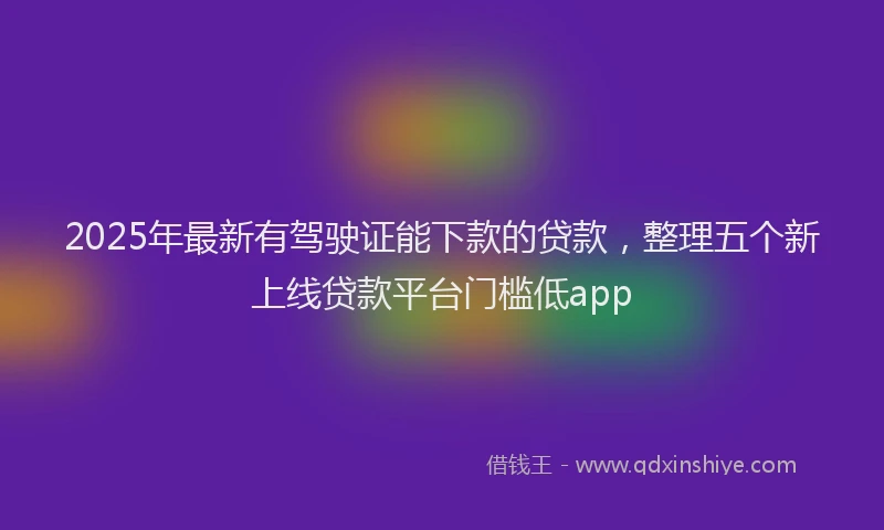 2025年最新有驾驶证能下款的贷款，整理五个新上线贷款平台门槛低app