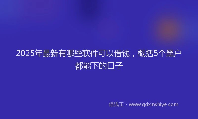 2025年最新有哪些软件可以借钱，概括5个黑户都能下的口子