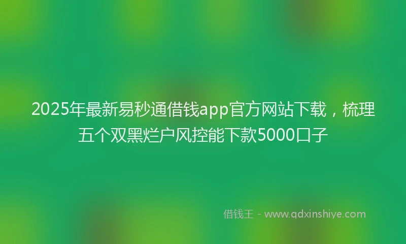 2025年最新易秒通借钱app官方网站下载，梳理五个双黑烂户风控能下款5000口子