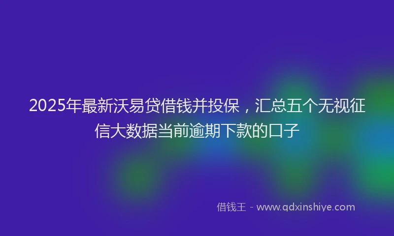 2025年最新沃易贷借钱并投保，汇总五个无视征信大数据当前逾期下款的口子