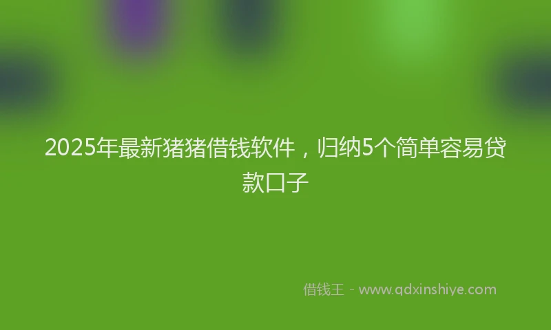 2025年最新猪猪借钱软件，归纳5个简单容易贷款口子