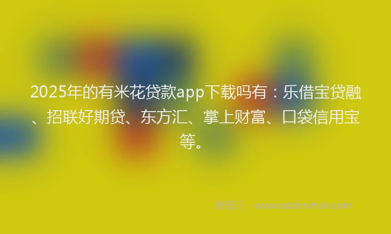 2025年的有米花贷款app下载吗有：乐借宝贷融、招联好期贷、东方汇、掌上财富、口袋信用宝等。