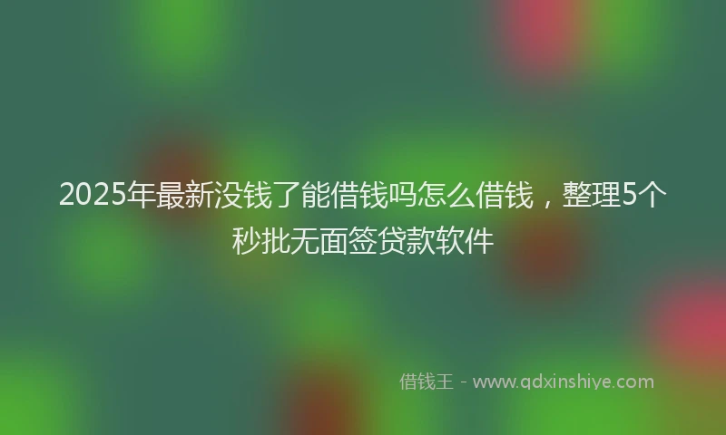 2025年最新没钱了能借钱吗怎么借钱，整理5个秒批无面签贷款软件