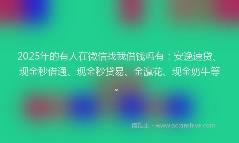 2025年的有人在微信找我借钱吗有：安逸速贷、现金秒借通、现金秒贷易、金瀛花、现金奶牛等。