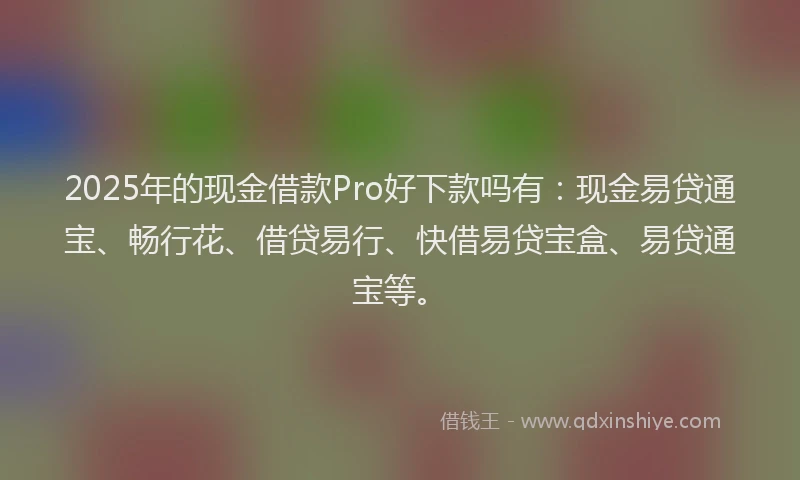 2025年的现金借款Pro好下款吗有：现金易贷通宝、畅行花、借贷易行、快借易贷宝盒、易贷通宝等。