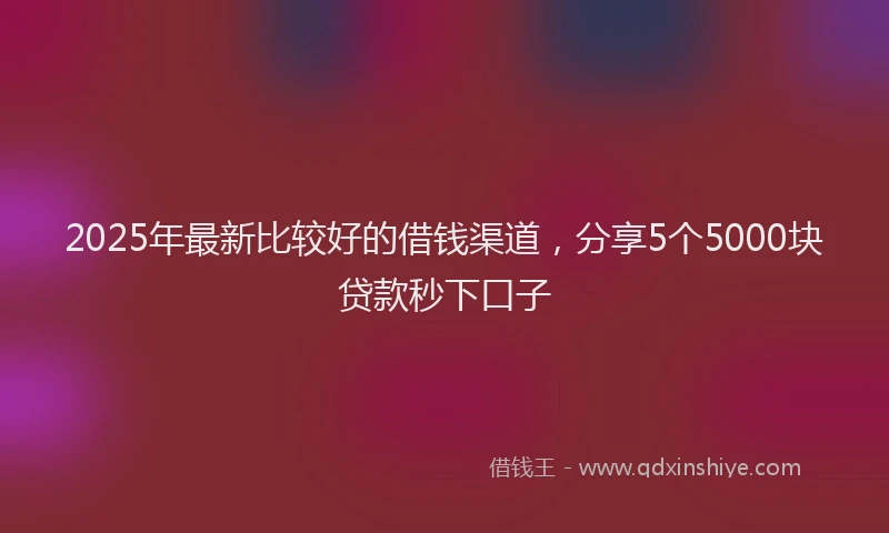 2025年最新比较好的借钱渠道，分享5个5000块贷款秒下口子