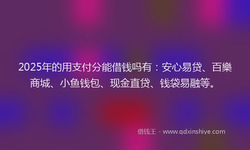 2025年的用支付分能借钱吗有：安心易贷、百樂商城、小鱼钱包、现金直贷、钱袋易融等。