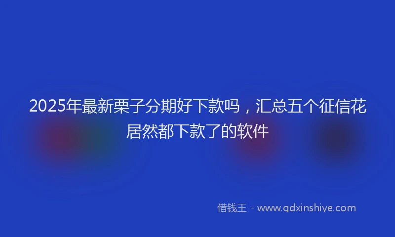 2025年最新栗子分期好下款吗，汇总五个征信花居然都下款了的软件