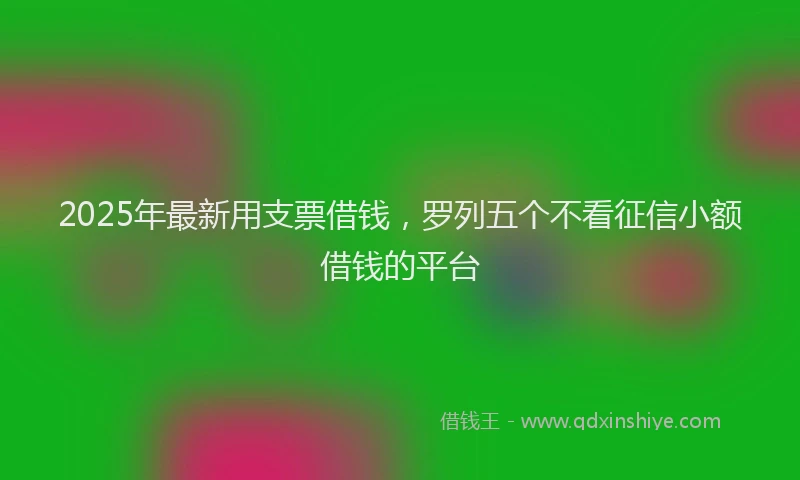 2025年最新用支票借钱，罗列五个不看征信小额借钱的平台