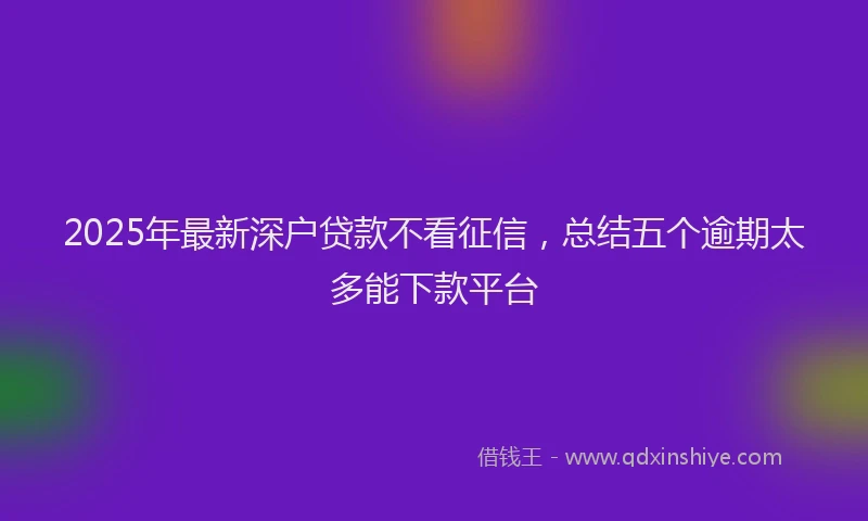 2025年最新深户贷款不看征信，总结五个逾期太多能下款平台