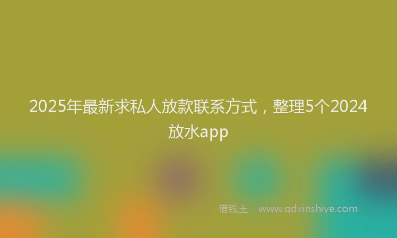 2025年最新求私人放款联系方式，整理5个2024放水app