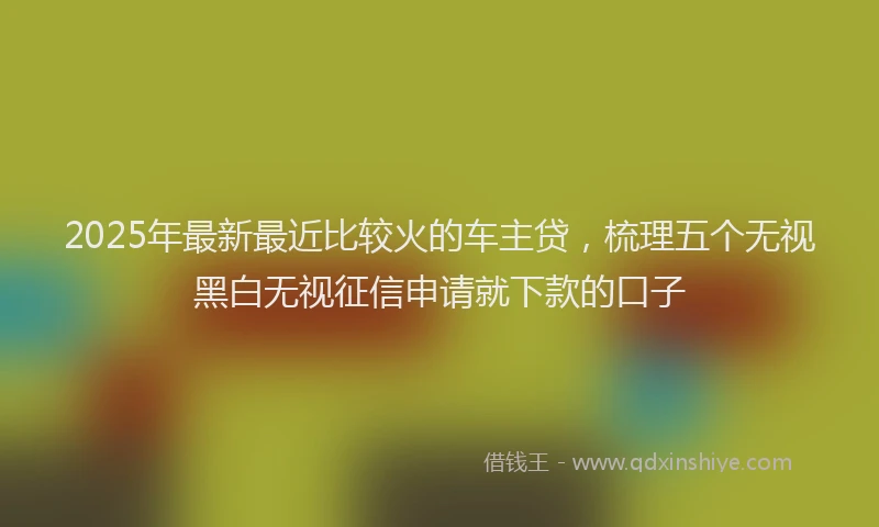 2025年最新最近比较火的车主贷，梳理五个无视黑白无视征信申请就下款的口子
