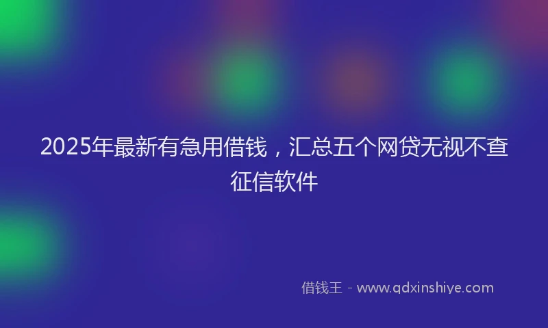 2025年最新有急用借钱，汇总五个网贷无视不查征信软件