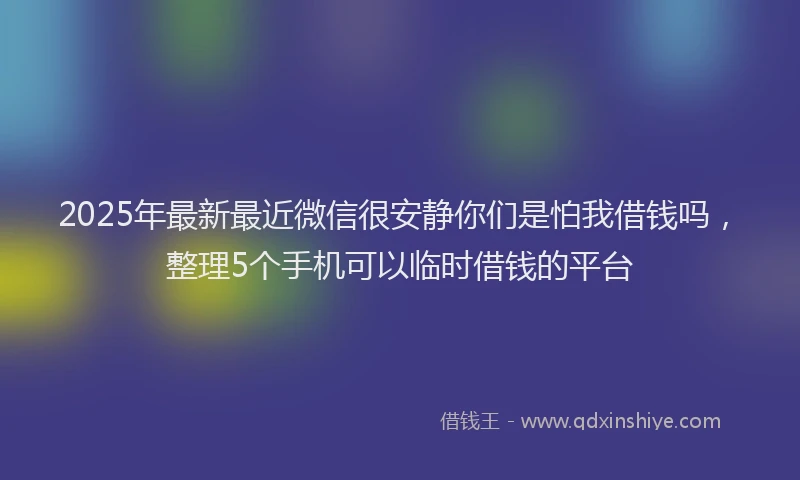 2025年最新最近微信很安静你们是怕我借钱吗，整理5个手机可以临时借钱的平台