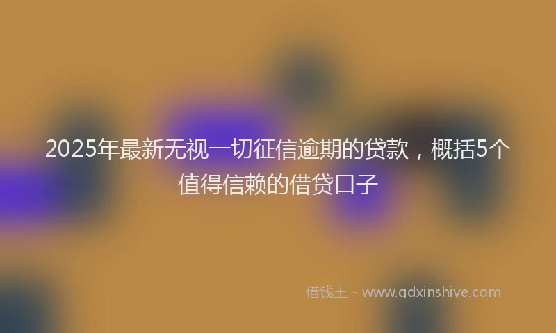 2025年最新无视一切征信逾期的贷款，概括5个值得信赖的借贷口子