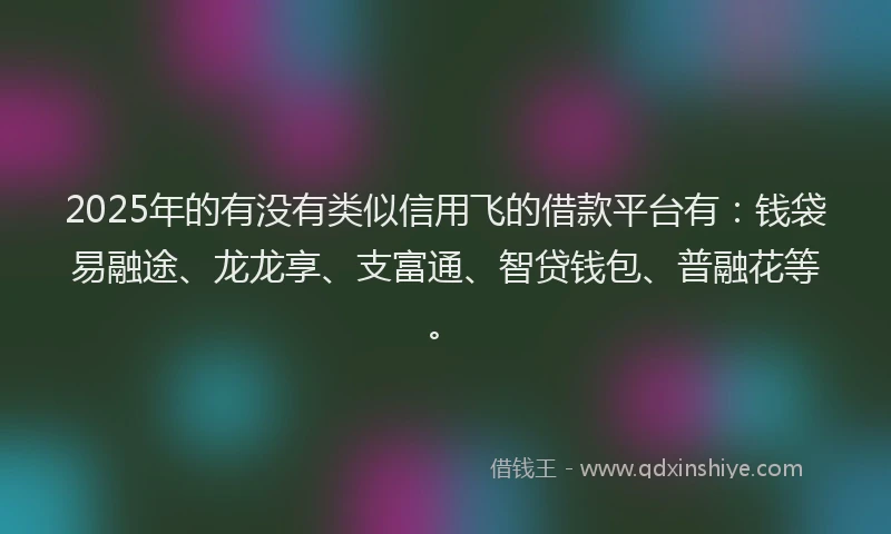 2025年的有没有类似信用飞的借款平台有：钱袋易融途、龙龙享、支富通、智贷钱包、普融花等。