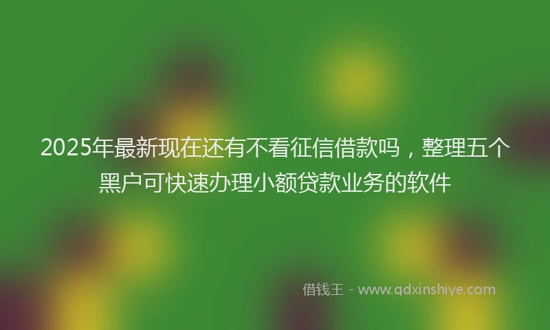 2025年最新现在还有不看征信借款吗，整理五个黑户可快速办理小额贷款业务的软件