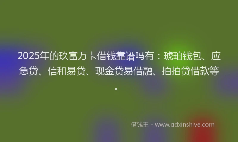 2025年的玖富万卡借钱靠谱吗有：琥珀钱包、应急贷、信和易贷、现金贷易借融、拍拍贷借款等。