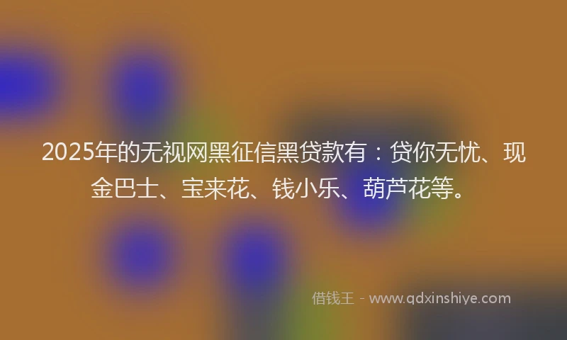 2025年的无视网黑征信黑贷款有：贷你无忧、现金巴士、宝来花、钱小乐、葫芦花等。