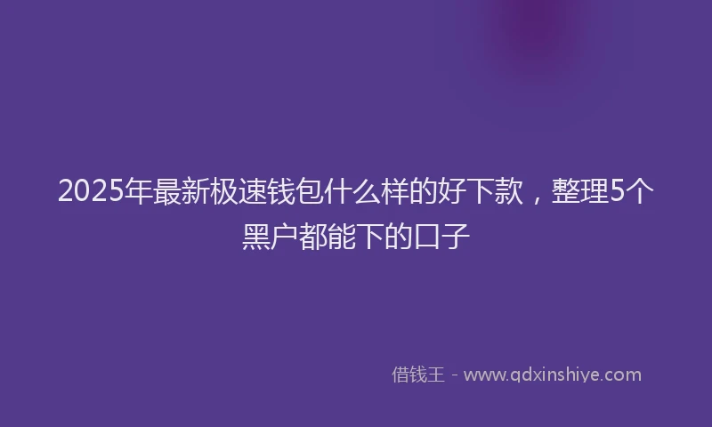 2025年最新极速钱包什么样的好下款，整理5个黑户都能下的口子