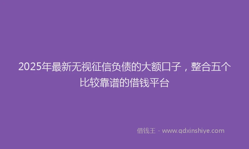2025年最新无视征信负债的大额口子，整合五个比较靠谱的借钱平台