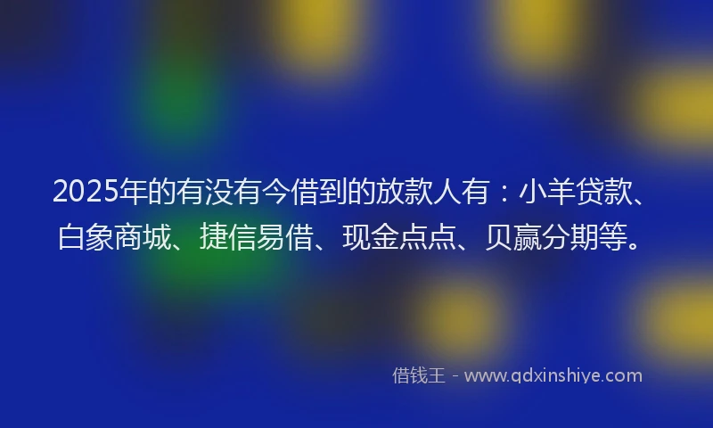 2025年的有没有今借到的放款人有：小羊贷款、白象商城、捷信易借、现金点点、贝赢分期等。