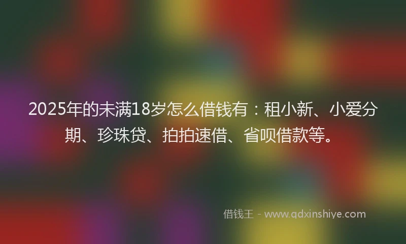 2025年的未满18岁怎么借钱有：租小新、小爱分期、珍珠贷、拍拍速借、省呗借款等。