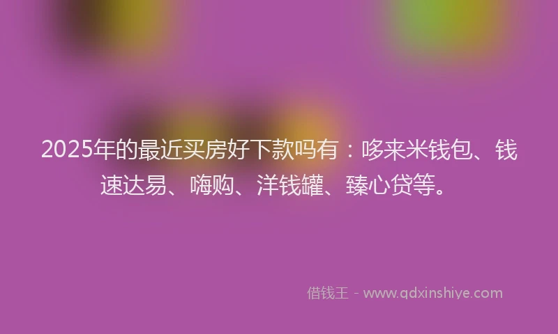 2025年的最近买房好下款吗有：哆来米钱包、钱速达易、嗨购、洋钱罐、臻心贷等。