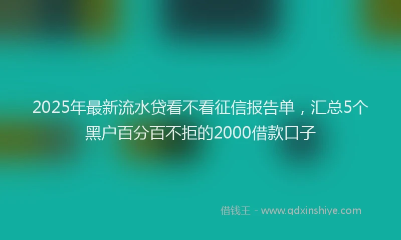 2025年最新流水贷看不看征信报告单，汇总5个黑户百分百不拒的2000借款口子