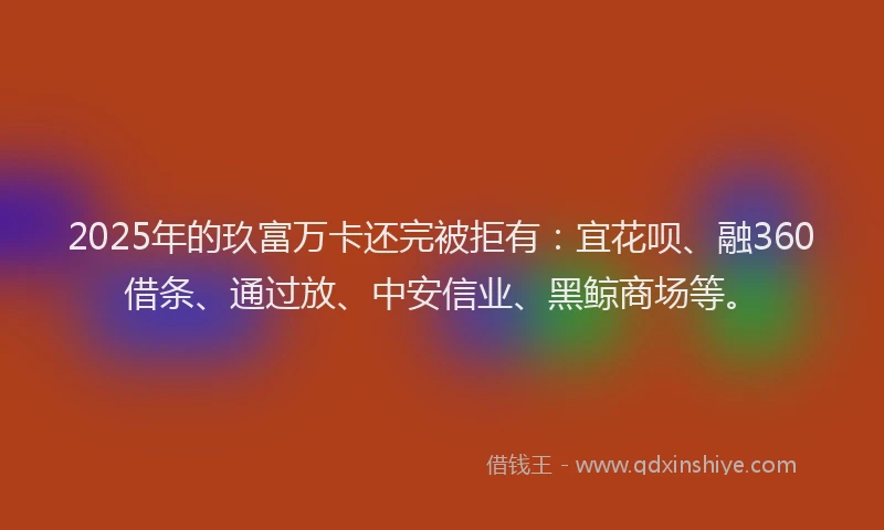 2025年的玖富万卡还完被拒有：宜花呗、融360借条、通过放、中安信业、黑鲸商场等。