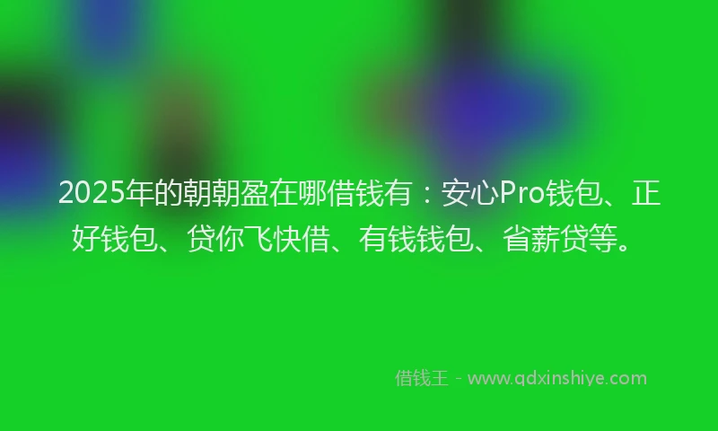 2025年的朝朝盈在哪借钱有：安心Pro钱包、正好钱包、贷你飞快借、有钱钱包、省薪贷等。