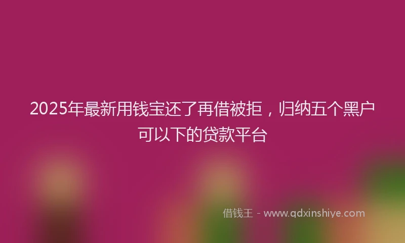 2025年最新用钱宝还了再借被拒，归纳五个黑户可以下的贷款平台