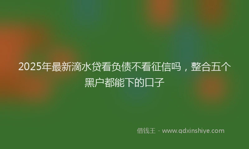 2025年最新滴水贷看负债不看征信吗，整合五个黑户都能下的口子
