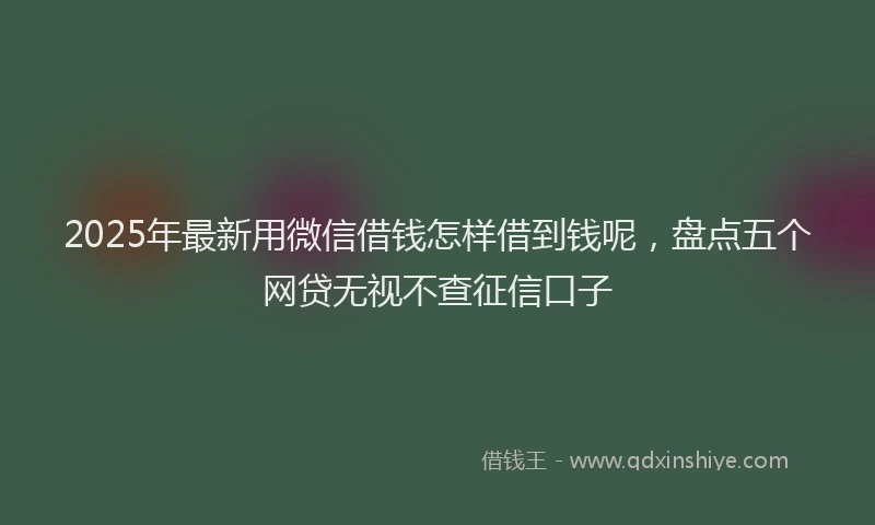2025年最新用微信借钱怎样借到钱呢，盘点五个网贷无视不查征信口子