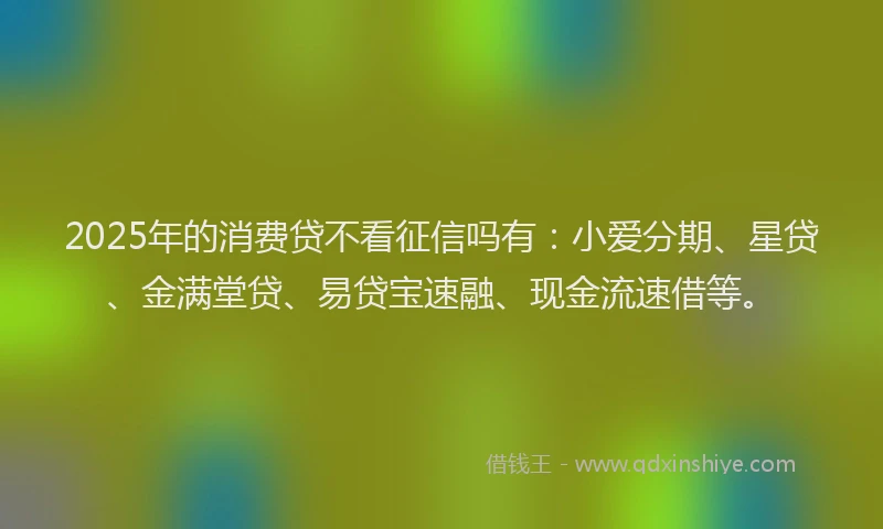 2025年的消费贷不看征信吗有：小爱分期、星贷、金满堂贷、易贷宝速融、现金流速借等。