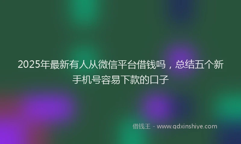 2025年最新有人从微信平台借钱吗，总结五个新手机号容易下款的口子