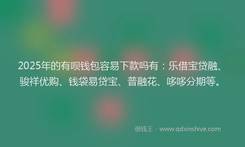 2025年的有呗钱包容易下款吗有：乐借宝贷融、骏祥优购、钱袋易贷宝、普融花、哆哆分期等。